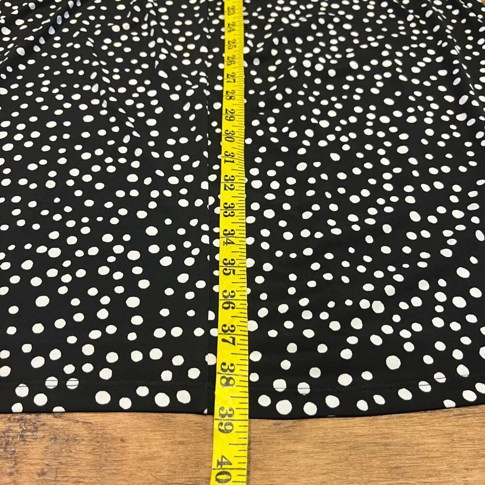Kasper Womens Knot Front Polka Dot Dress Black & White Polyester/Elastane Size L
